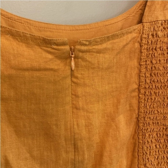 Madewell 100% Linen Maisie Puff Sleeve Mini Dress Ochre Fresco Size 10 - Picture 3 of 8